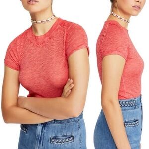 {Free People | We The Free} Red Burnout Fitted Tee